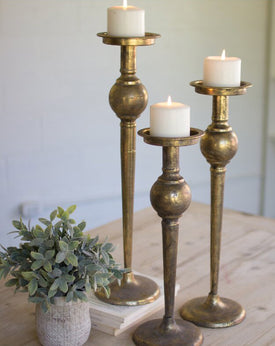 Tall Metal Candlestick Set