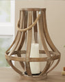 Tall Glass and Wood Lantern